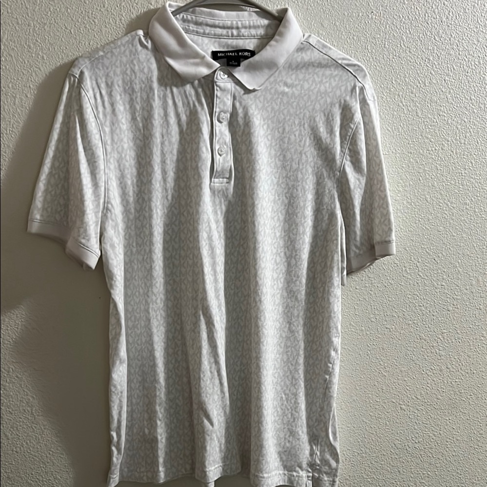 Signature Michael Kors White Polo Shirt Classic Signature Cotton Casual
